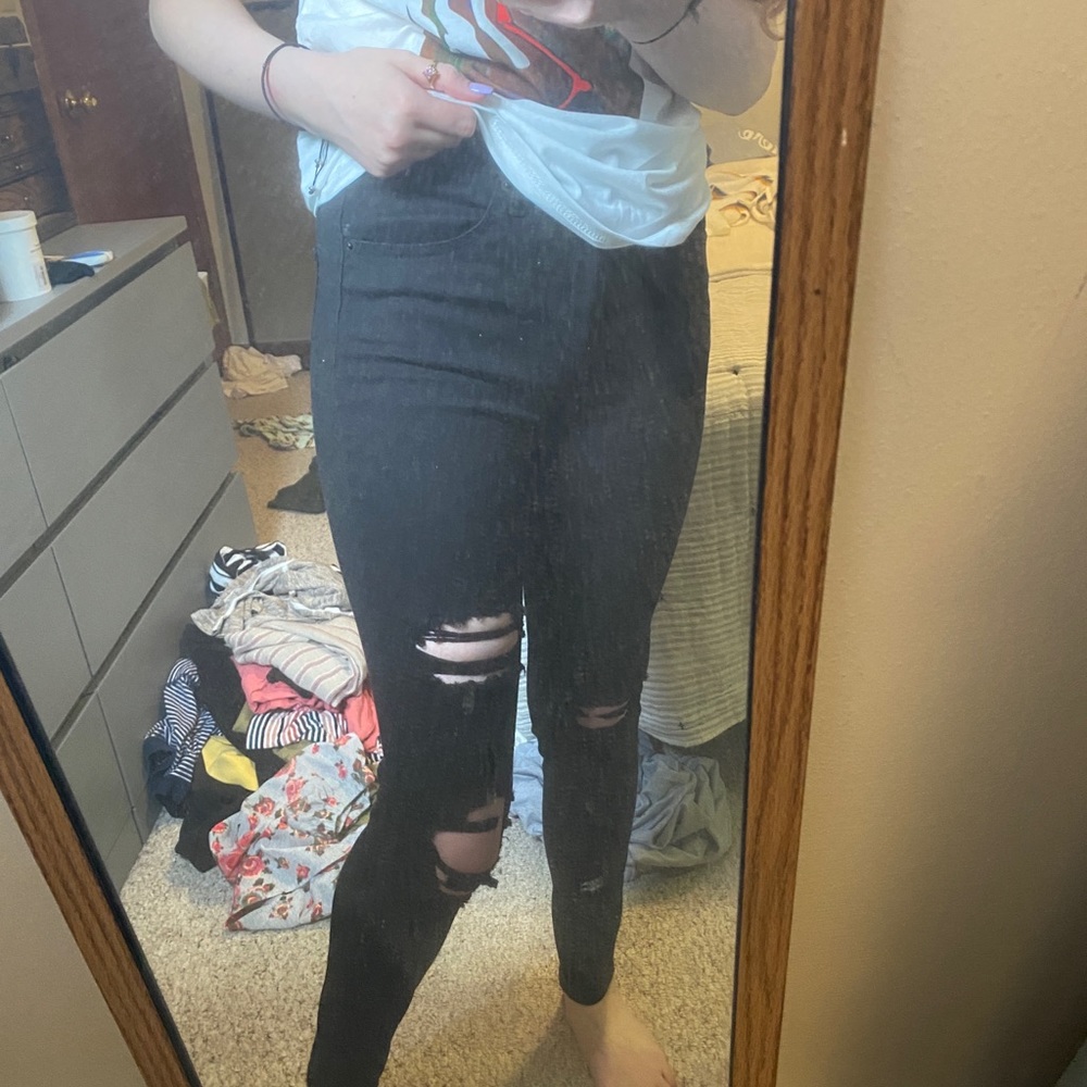 Black Ripped Skinny Jeans - Picture 2 of 4